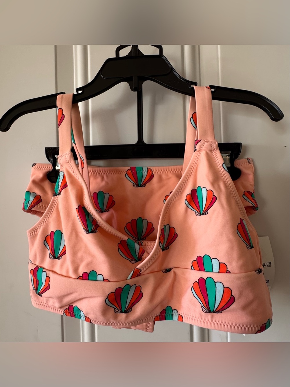 Forever 21 Kids Peach Shell-Print Bikini Top and Bottom with Teal & Red Accents